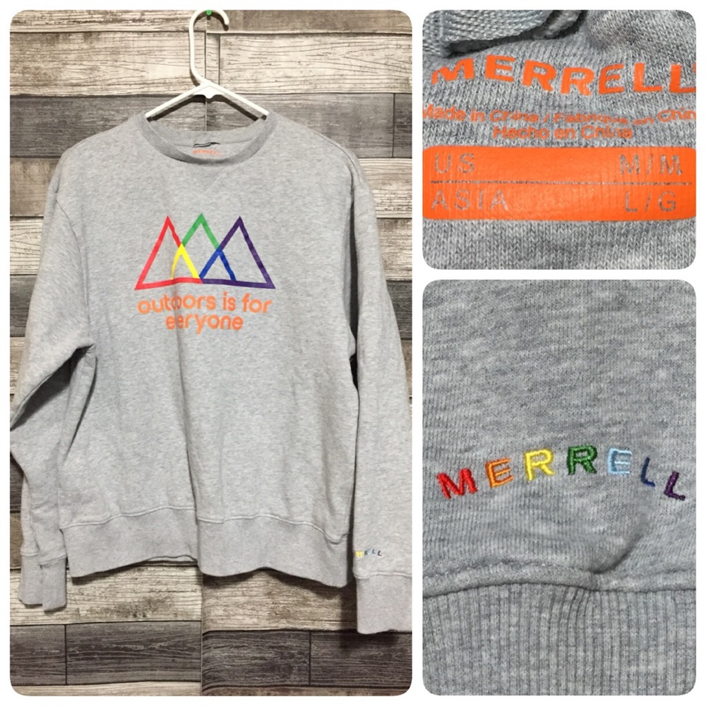 Merrell Sweatshirt Women’s M Gray Outdoors Is For Everyone Rainbow Colors